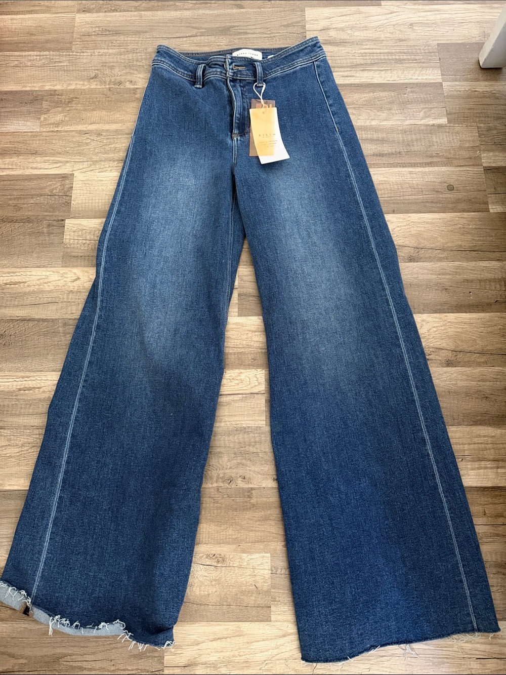 Wide Leg Blue Denim Jeans - Unbranded